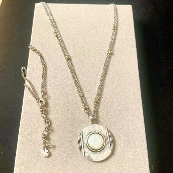 Lucky Brand Jewelry - Lucky Brand Mother of Pearl Circular Medallion Pendant Silver Tone Necklace
